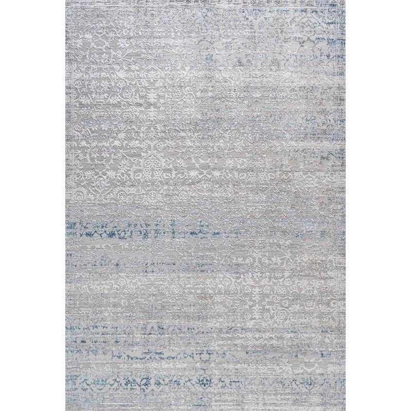 Modern Abstract Strie' Area Rug in Gray and Blue - Easy Care 3x5 Feet