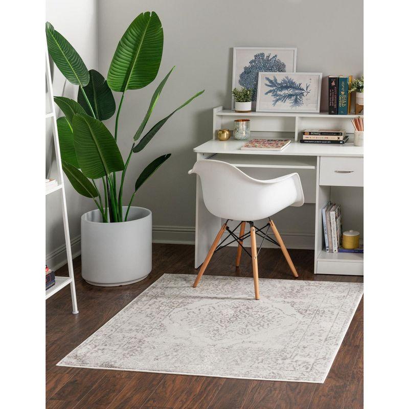 Unique Loom Oxford Collection Area Rug - Bodleian (6'  Square Ivory/Gray)