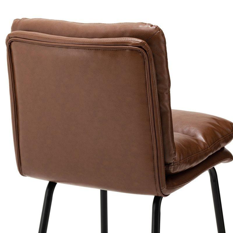 Set of 2 Modern Thick Leatherette Bar Stools with Metal Legs - Glitzhome