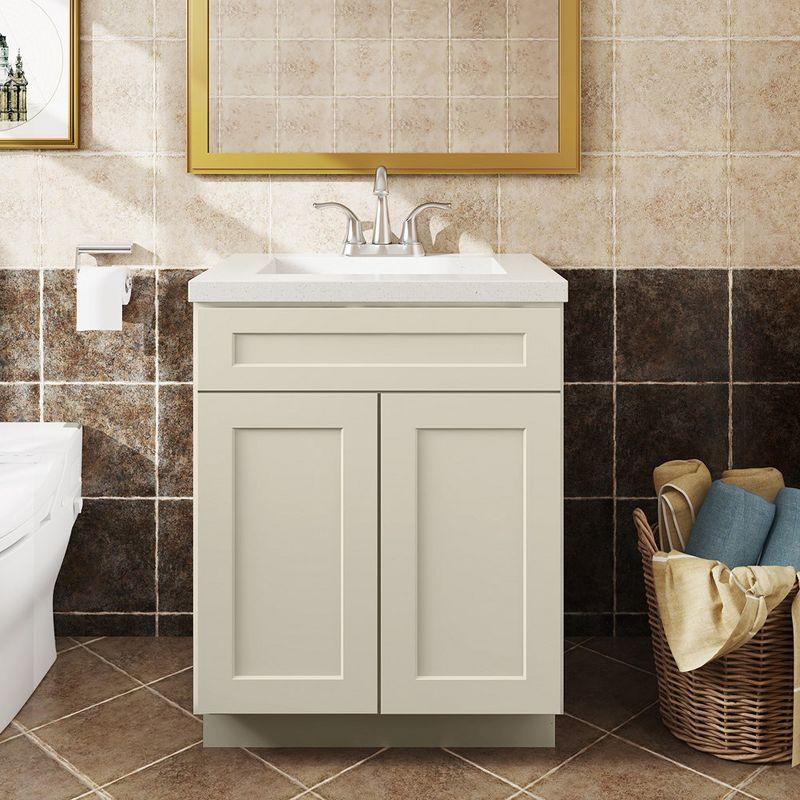 Antique White Shaker Style Single Pedestal Bathroom Vanity