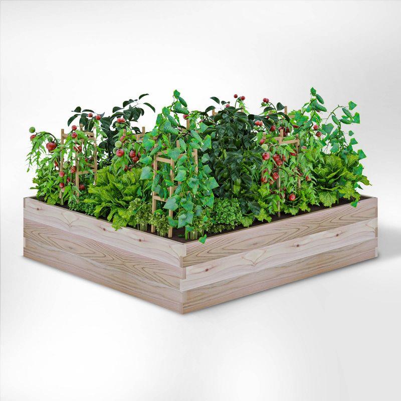 CedarCraft Ground Cedar Planter Square Outdoor Garden Bed Natural 45"x45"x10.5"