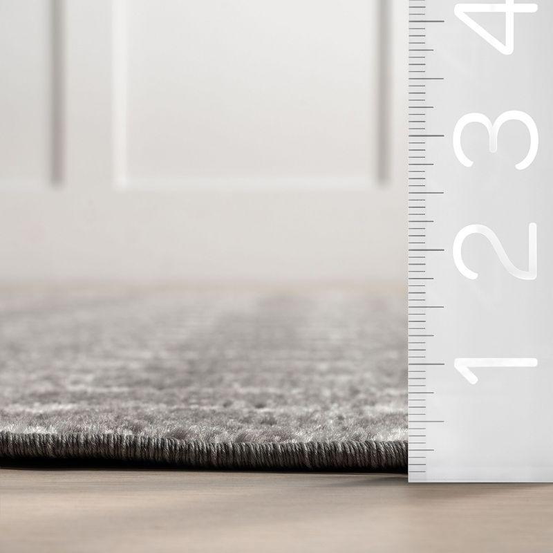 52" Square Dark Grey Geometric Easy-Care Synthetic Rug