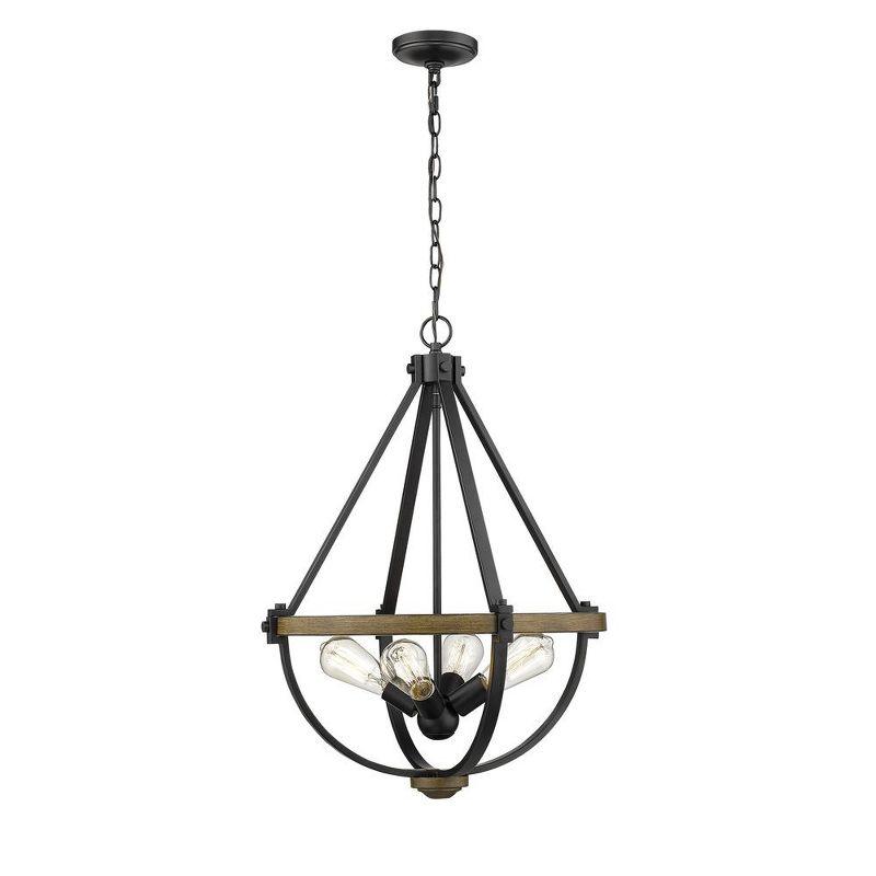 Millennium Lighting Ellijay 4 - Light Pendant in  Matte Black/Wood Tone