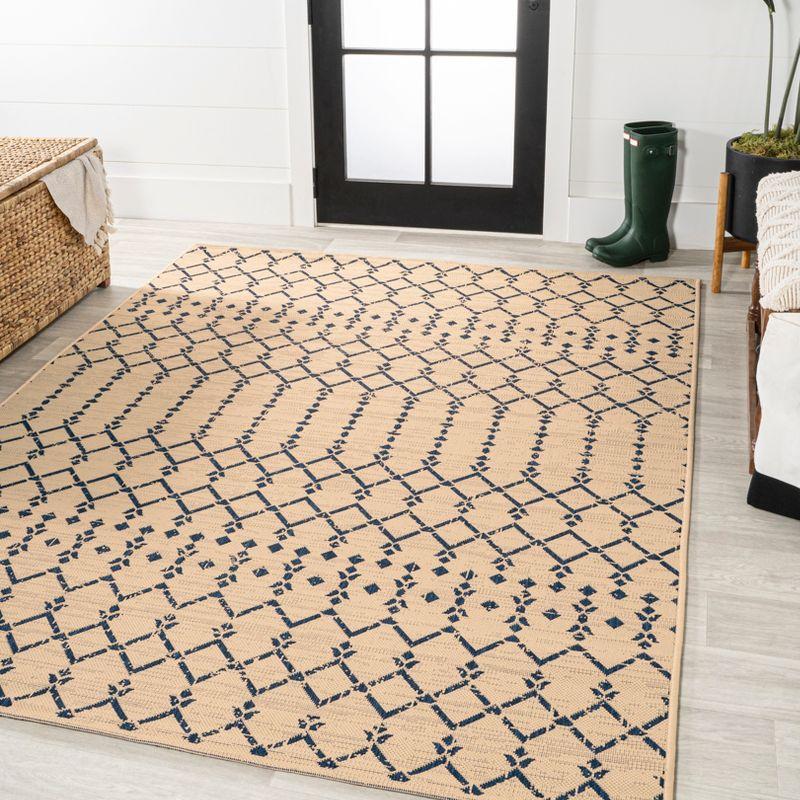 Ourika Moroccan Geometric Textured Weave Indoor/Outdoor Area Rug - JONATHAN Y