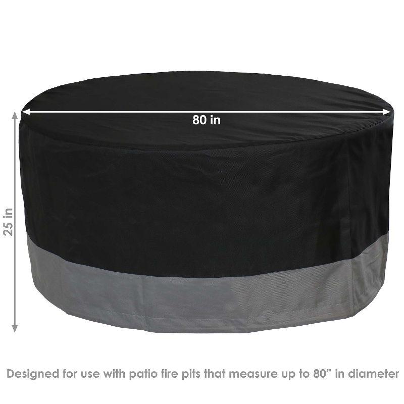 Sunnydaze Outdoor Heavy-Duty Weather-Resistant 300D Polyester Round Fire Pit Cover - 80" x 25" - Black and Gray
