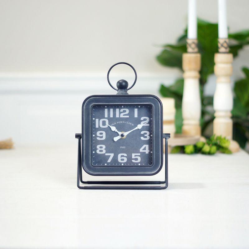 VIP Metal 10 in. Black Traditional Table Clock