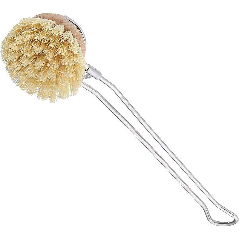 Classic Stainless Steel Dishwashing Brush with Natural Bristles