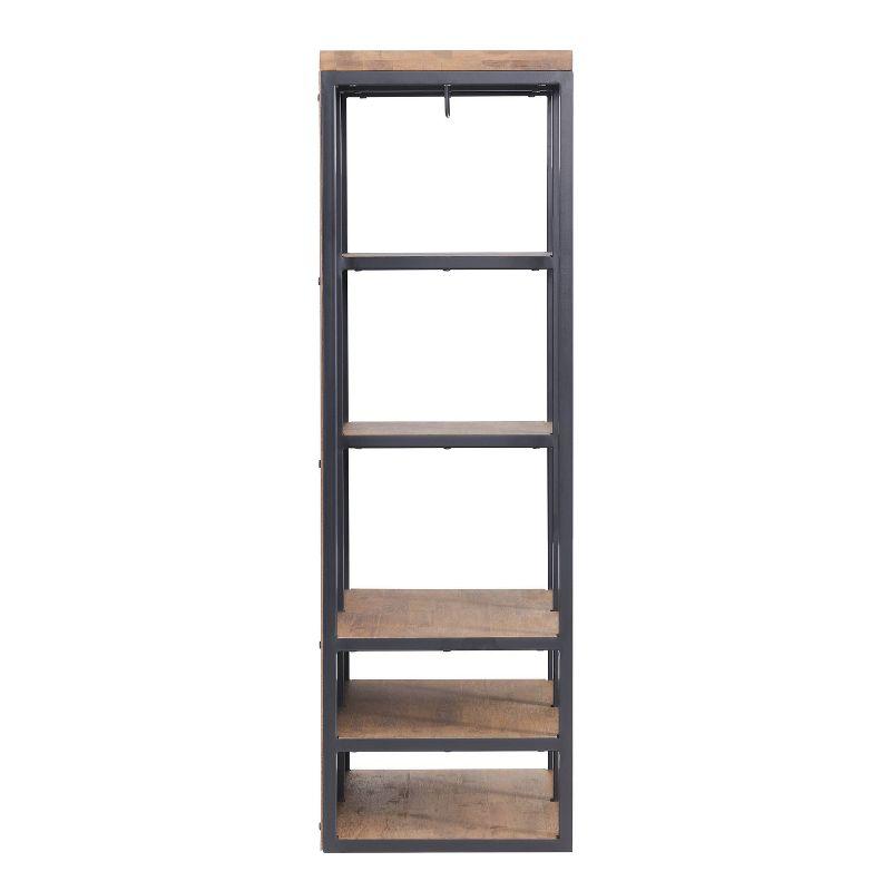 Alaterre Lloyd 28"W 58"H Rustic Industrial Metal Frame Hall Tree With Covered Back, Shelves And Shoe Storage