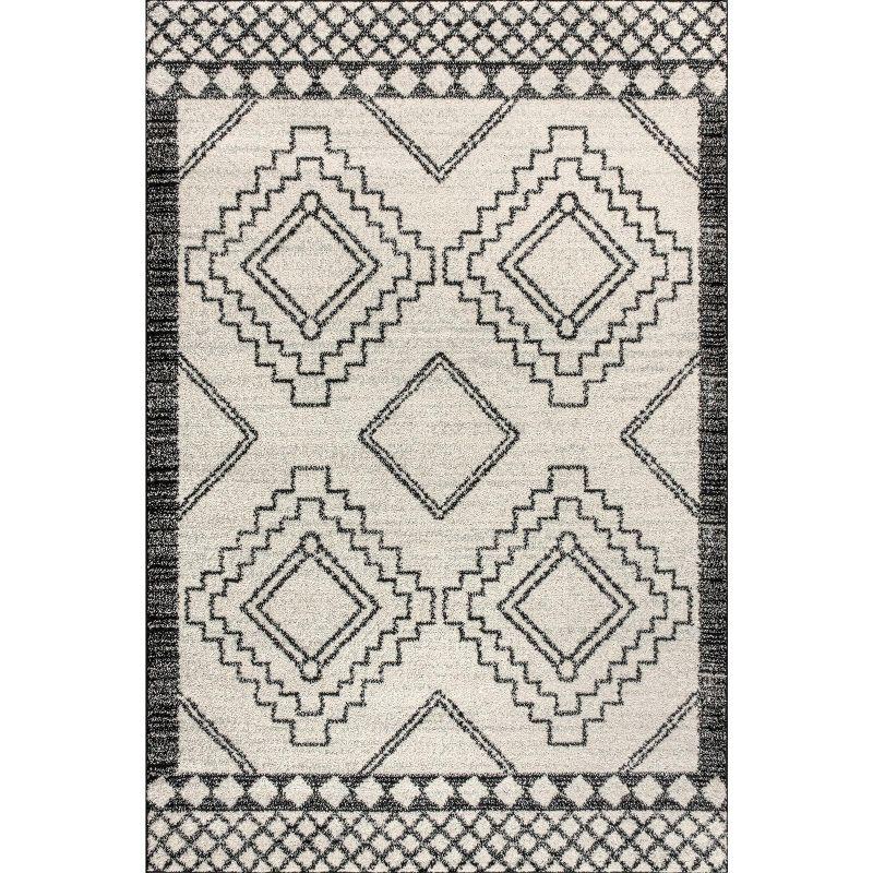 Amir Moroccan Beni Souk 3x5 Cream/Black Synthetic Area Rug