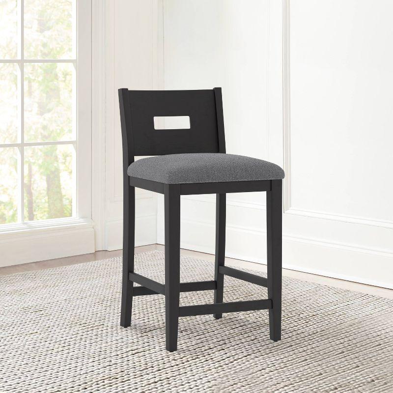 Allbritton Wood Counter Height Barstool Antiqued Brown - Hillsdale Furniture: Matte Finish, Polyester Upholstery, Armless Design