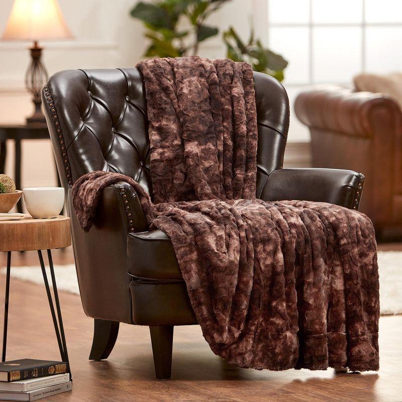 Chocolate Twin Reversible Faux Fur Throw Blanket