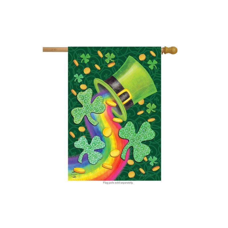 Green Shamrock and Rainbow Spring House Flag