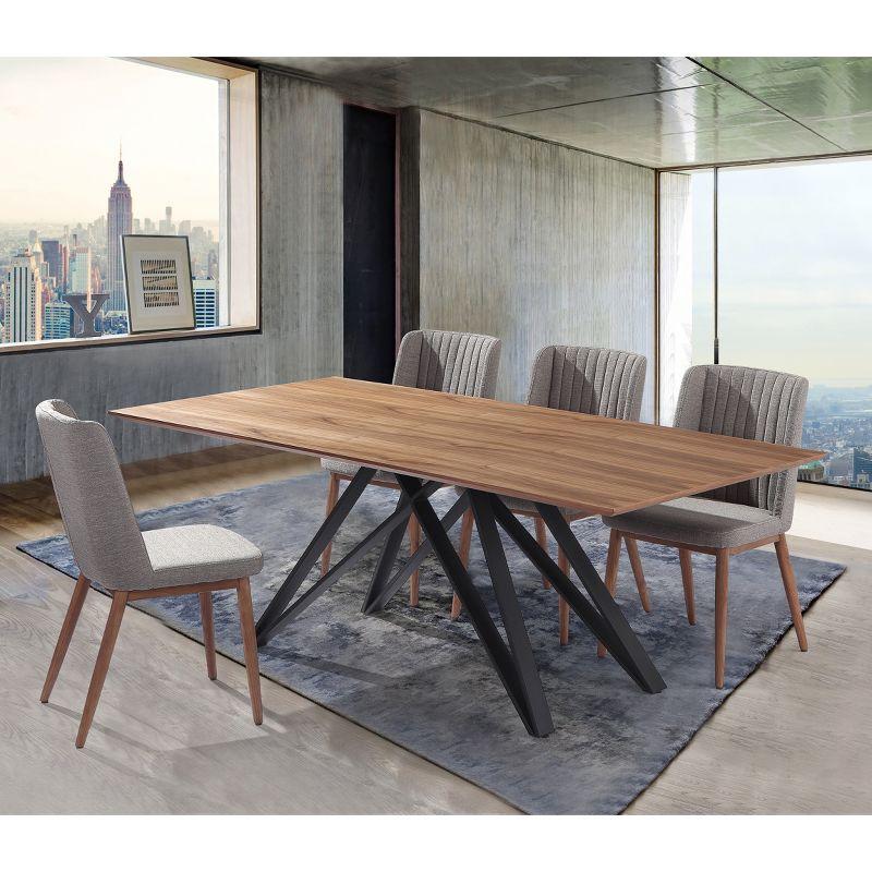 Modena Contemporary Dining Table Walnut - Armen Living: Steel Frame, 6-Person, Non-Extension