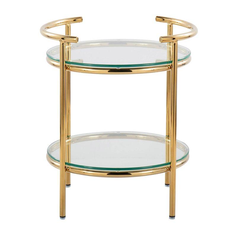 Rhonda Side Table Gold/Clear Glass - LumiSource: Art Deco, Tiered Design, Oval Shape, 22" Height