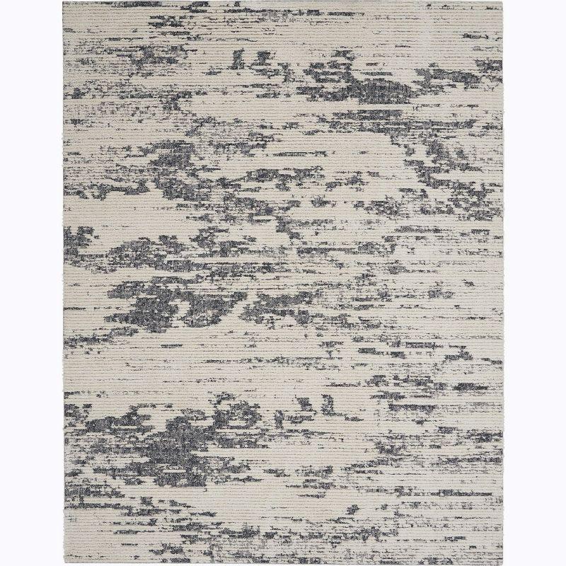 Nourison Textured Contemporary Plush Indoor Area Rug Ivory Blue 7'10" x 9'10"