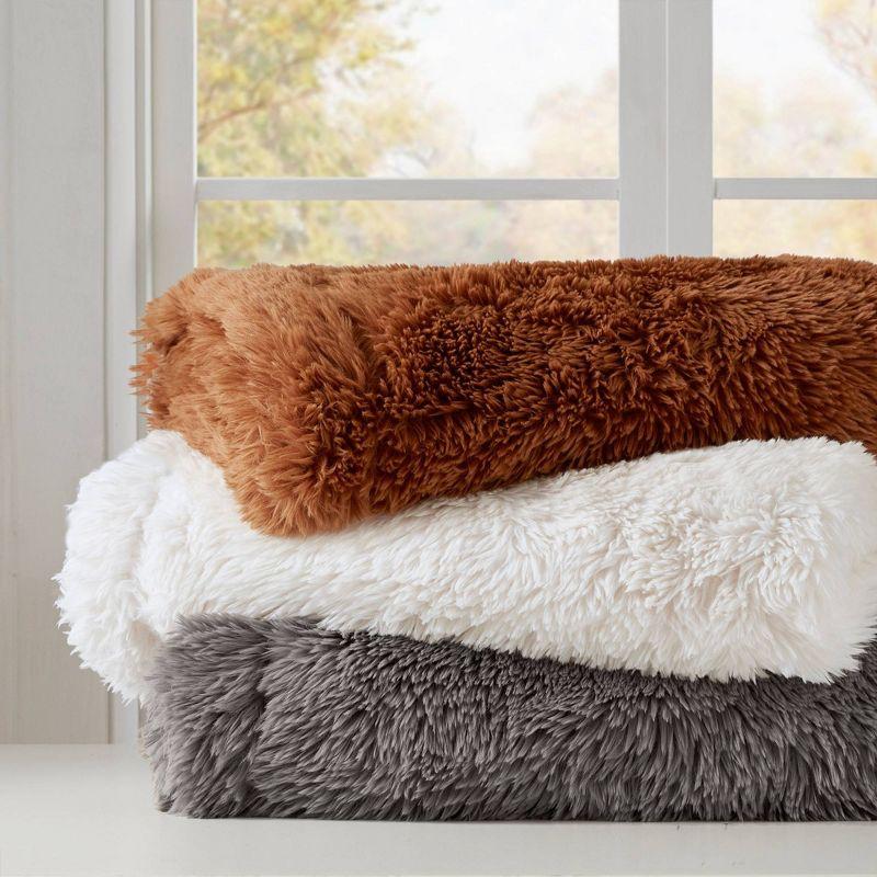 50"x60" Amaya Faux Fur Throw Blanket Gray - Madison Park