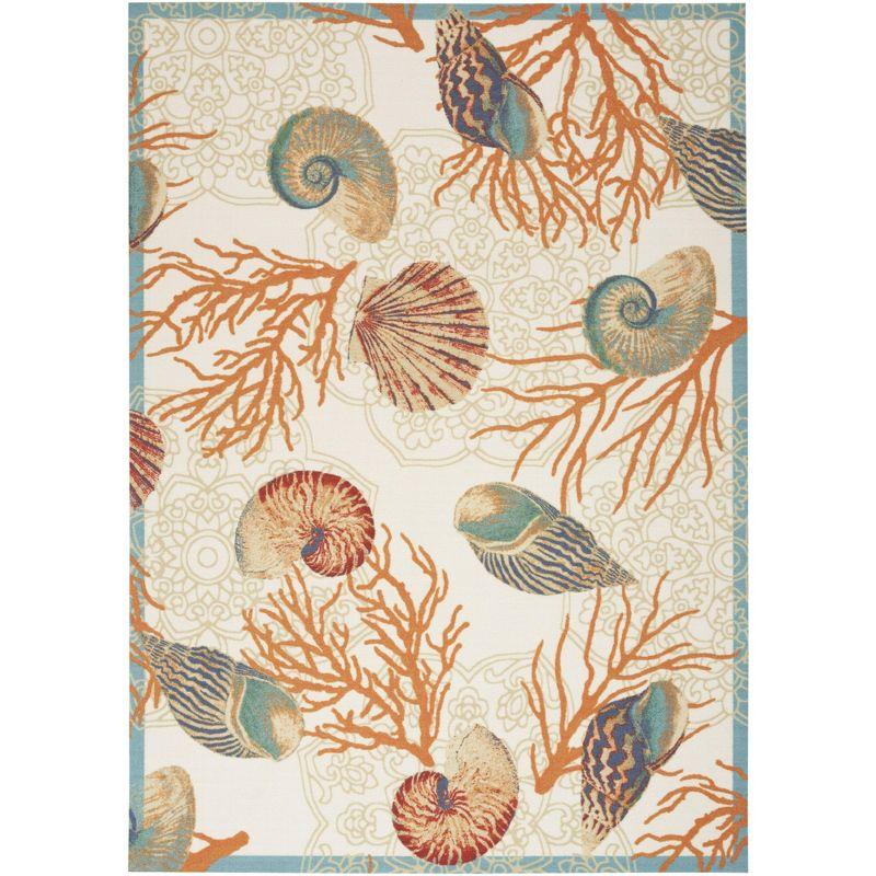 4' x 6' Orange Floral Synthetic Easy Care Rug