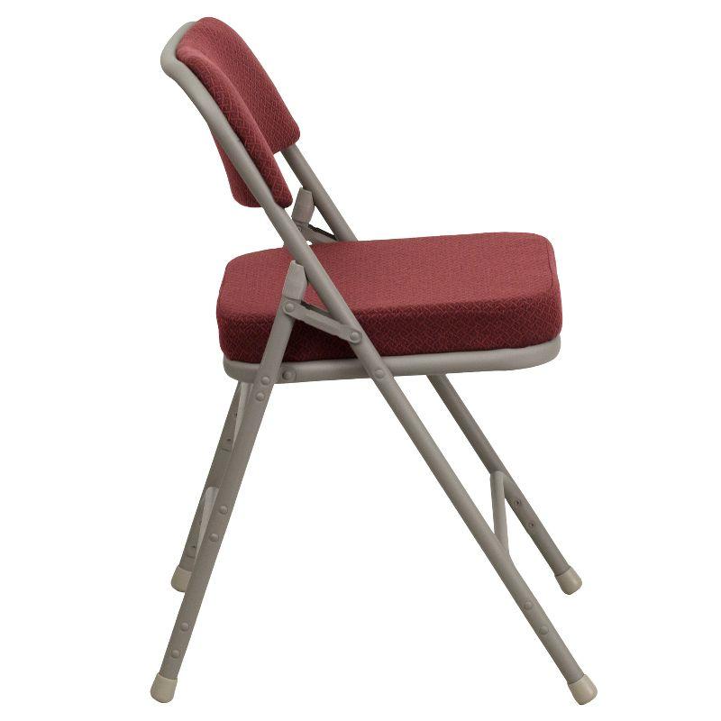 Set of 2 Burgundy Fabric Cushioned Metal Folding Reception Chairs