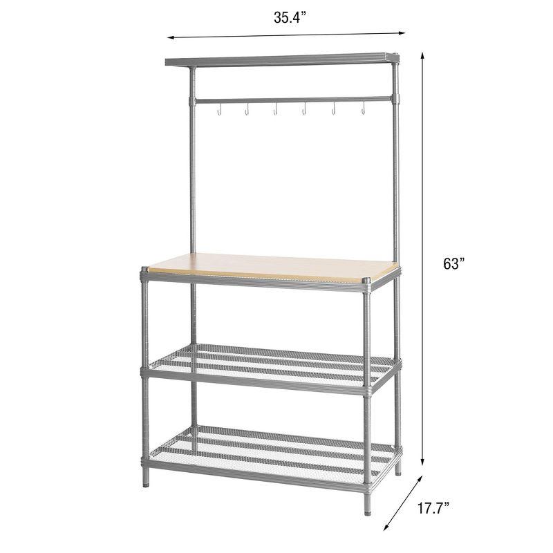 Design Ideas MeshWorks Metal Storage Utility Wood Top Shelving Unit Rack