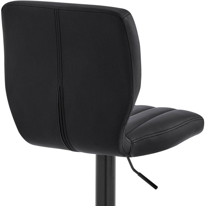 Bardot Adjustable Barstool with Faux Leather and Metal Finish Black - Armen Living: Swivel, Hydraulic Lift, 360-Degree Function
