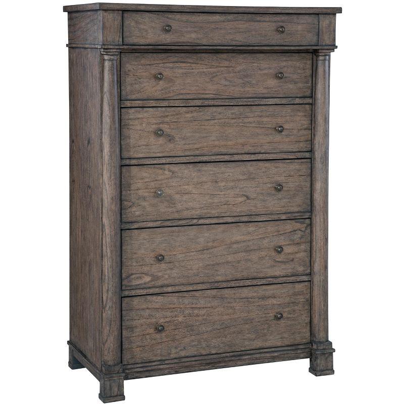 Farmhouse Charm Gray and Brown 6-Drawer Tall Chest with Soft Close