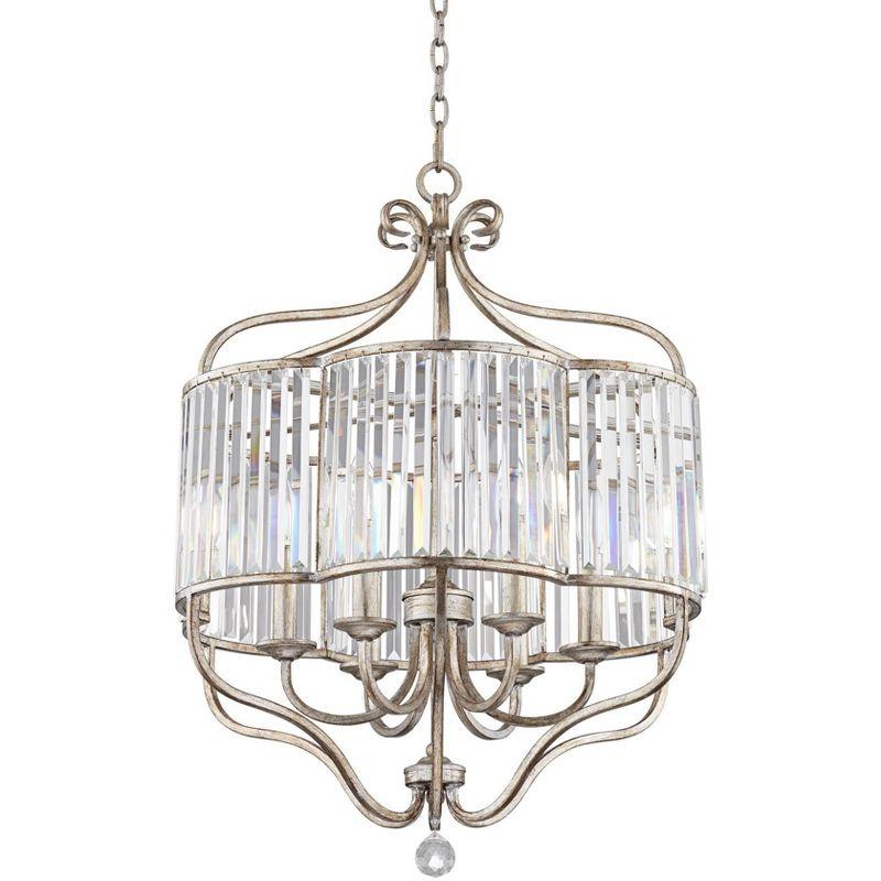 Vienna Full Spectrum Stella Antique Soft Silver Chandelier 22" Wide French Crystal Glass 6-Light Fixture for Dining Room House Foyer Kitchen Island
