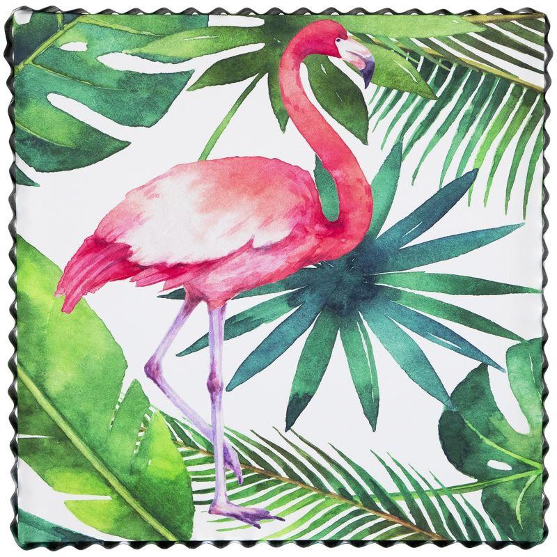 Pink Flamingo Tropical Canvas Wall Art with Metal Frame