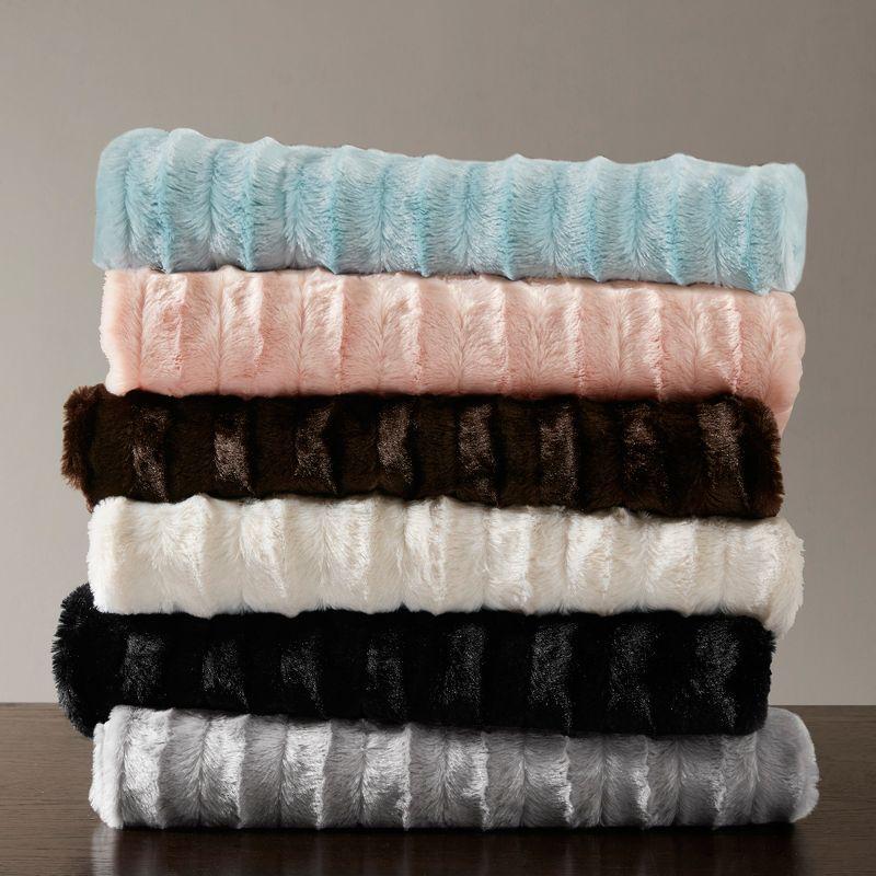 Madison Park Duke Black Long Fur Throw 50x60"
