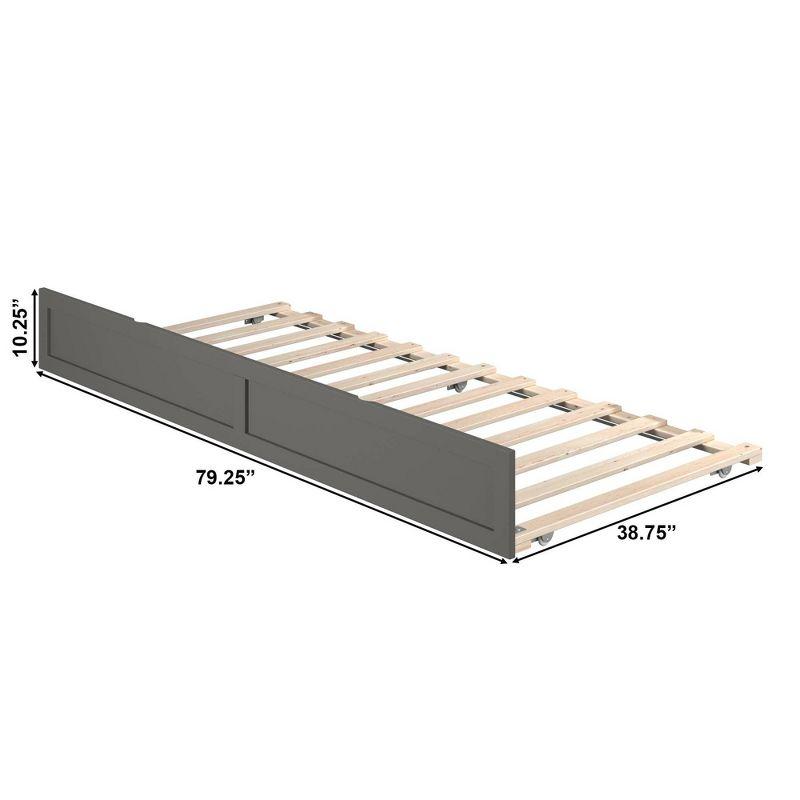 Gray Twin XL Wood Frame Trundle Bed