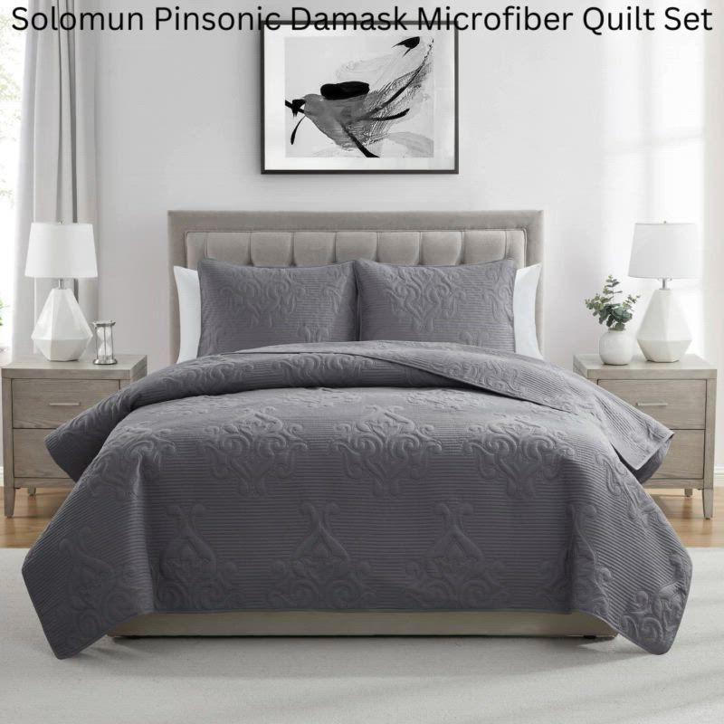 VCNY Square 3-Piece Solid Pinsonic Textured Quilt Set