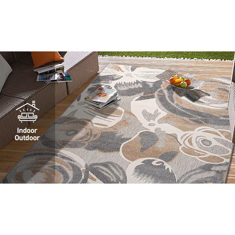 World Rug Gallery Modern Floral Indoor/Outdoor Area Rug - Multi 5' x 7'
