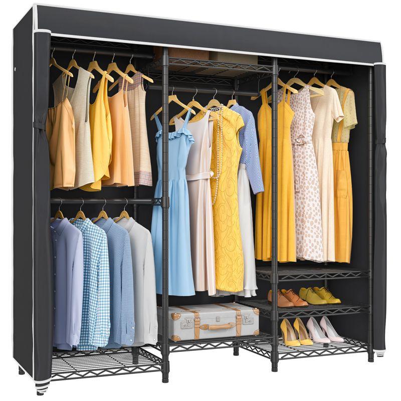 Black Medium Portable Closet System with Oxford Fabric Cover