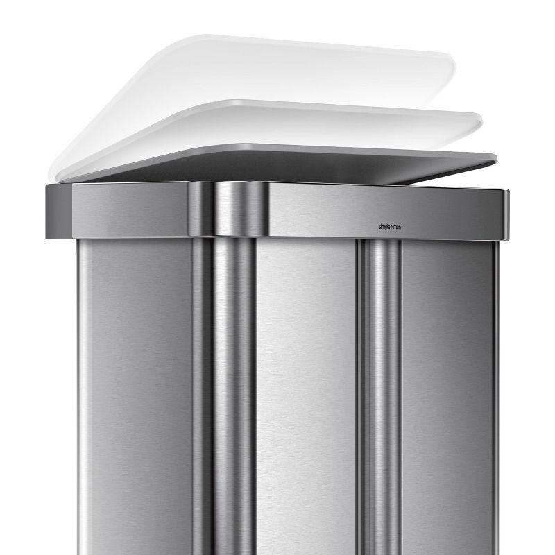 Simplehuman 58L / 15.3 Gallon Hands-Free Dual Compartment Recycling Kitchen Step Trash Can with Lid