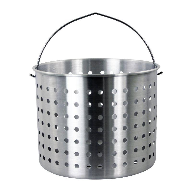 3pc 42qt Stock Aluminum Pot & Basket Silver: CHARD Outdoor Cooking, Boiling Seafood, 30qt Fryer-Compatible