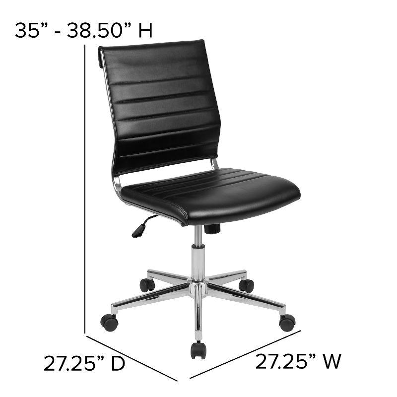 Merrick Lane Ergonomic Swivel Office Chair Ribbed Back and Seat Mid-Back Armless Computer Desk Chair with Metal Base