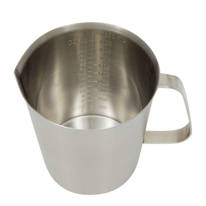 Juvale 32 oz Stainless Steel Measuring Cup with Handle, 1000 ml Metal Pitcher with Ounces and Milliliters Marking