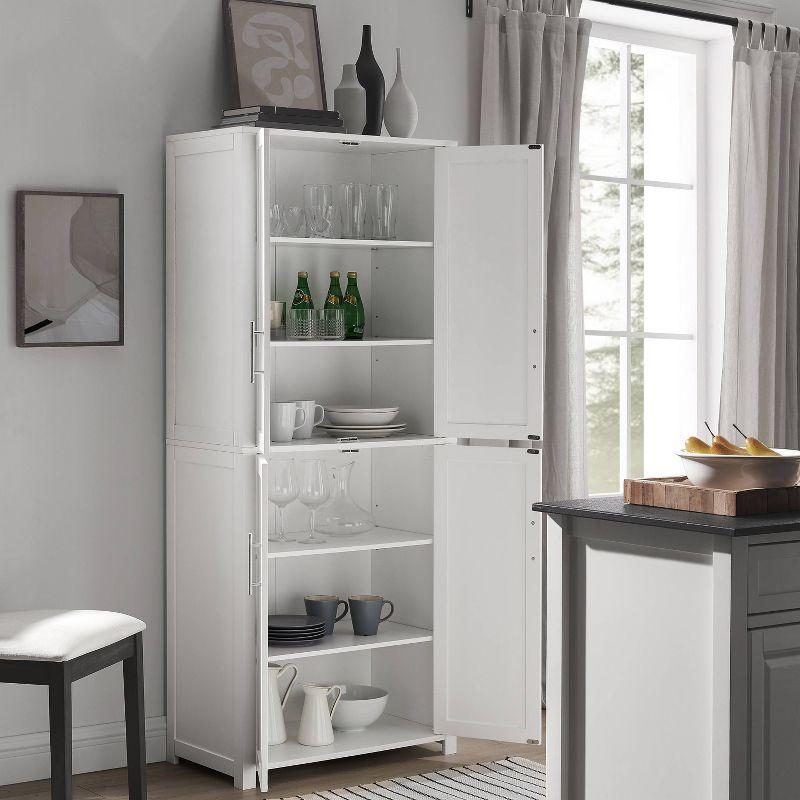 Savannah Tall Pantry White - Crosley: Shaker-Style Doors, 6 Adjustable Shelves, MDF Wood