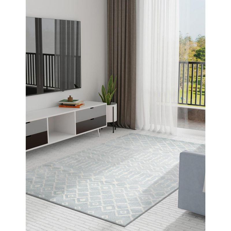 Unique Loom 4' 1 x 6' 1 Rectangle Moroccan Trellis Light Blue Area Rug