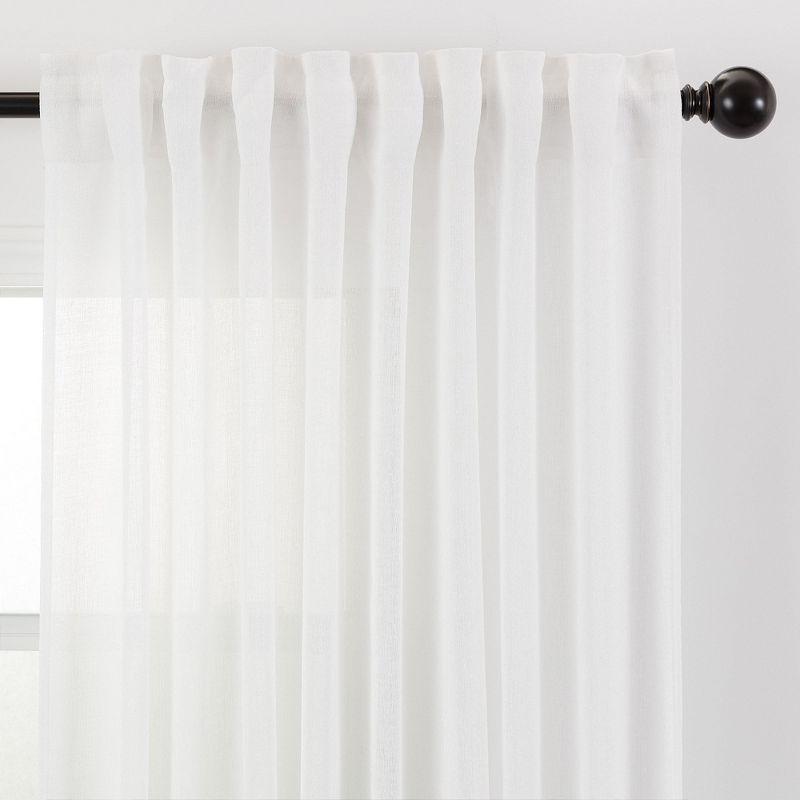 Chanasya 2pk Faux Belgian Flax Semi Sheer Window Curtain Panels - Set of 2 - 52 x 63 Inches Long - White