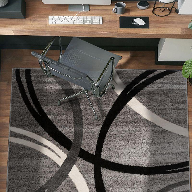 World Rug Gallery Contemporary Abstract Circles Design Gray 2' x 3' Area Rug