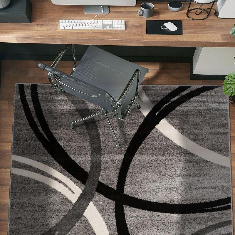 Modern Elegance 5' x 7' Gray Abstract Synthetic Area Rug