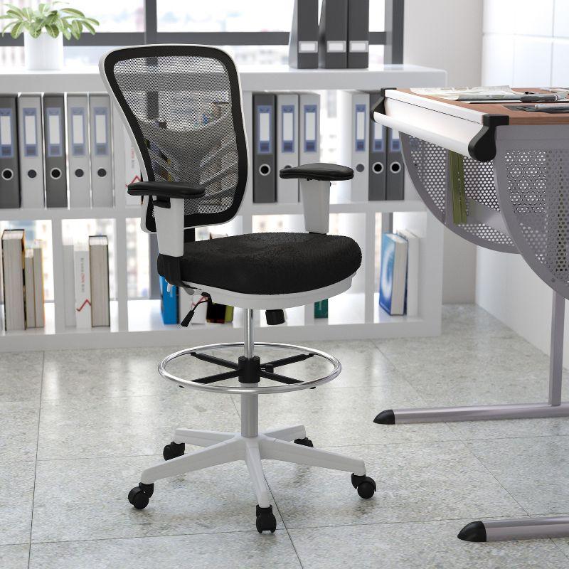 Flash Furniture Mid-Back Mesh Ergonomic Drafting Chair with Adjustable Chrome Foot Ring, Adjustable Arms