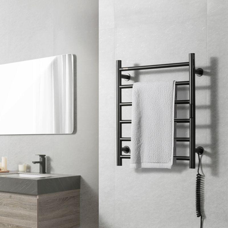 VEVOR 6 Bars Towel Warmer Rack, Wall Mounted Heated Towel Rack for Bathroom, IPX5 Waterpoof Towel Heater Rack with Timer & Display Screen, Black