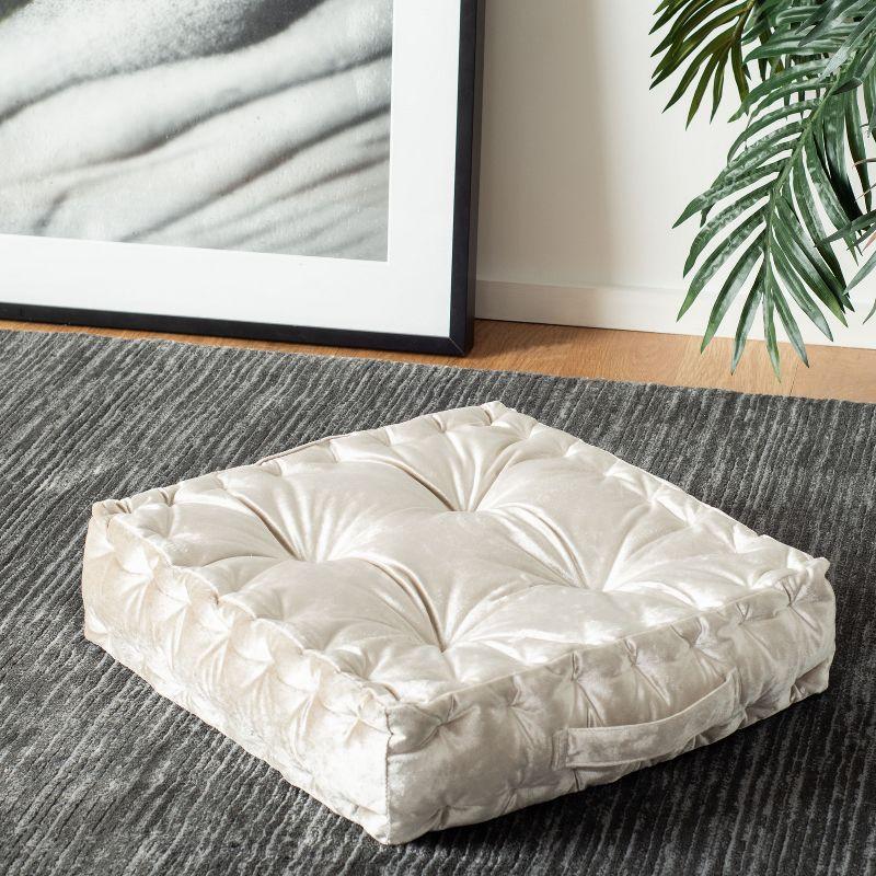 Peony White Velvet Tufted Square Floor Pillow