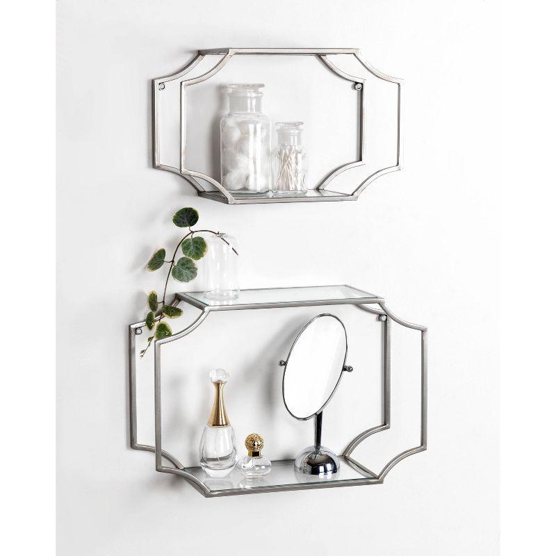 2pc 18" Ciel Modern Glam Metal Wall Shelf Set Silver - Kate & Laurel All Things Decor
