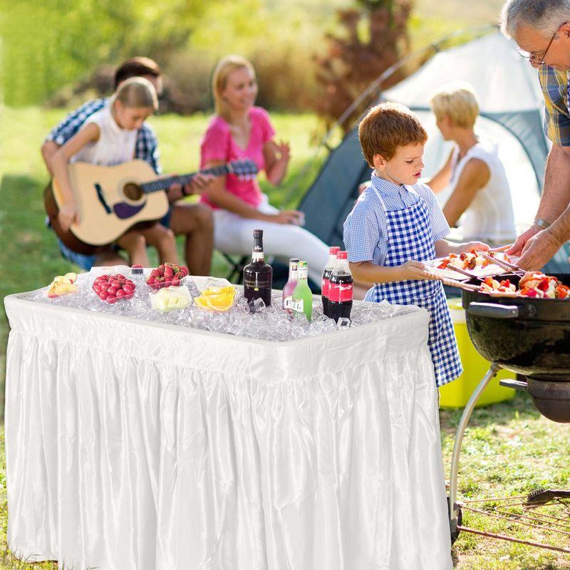 Costway 4 Foot Party Ice Cooler Folding Table Plastic with Matching Skirt Black/White