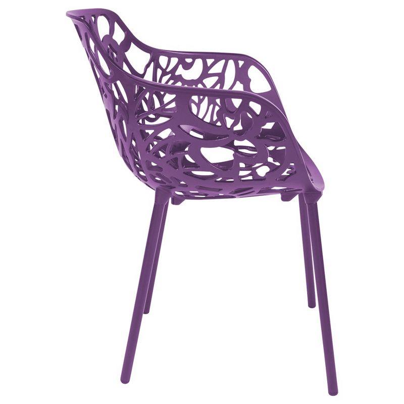 LeisureMod Devon Aluminum Stackable Outdoor Dining Armchair Set of 2, Purple