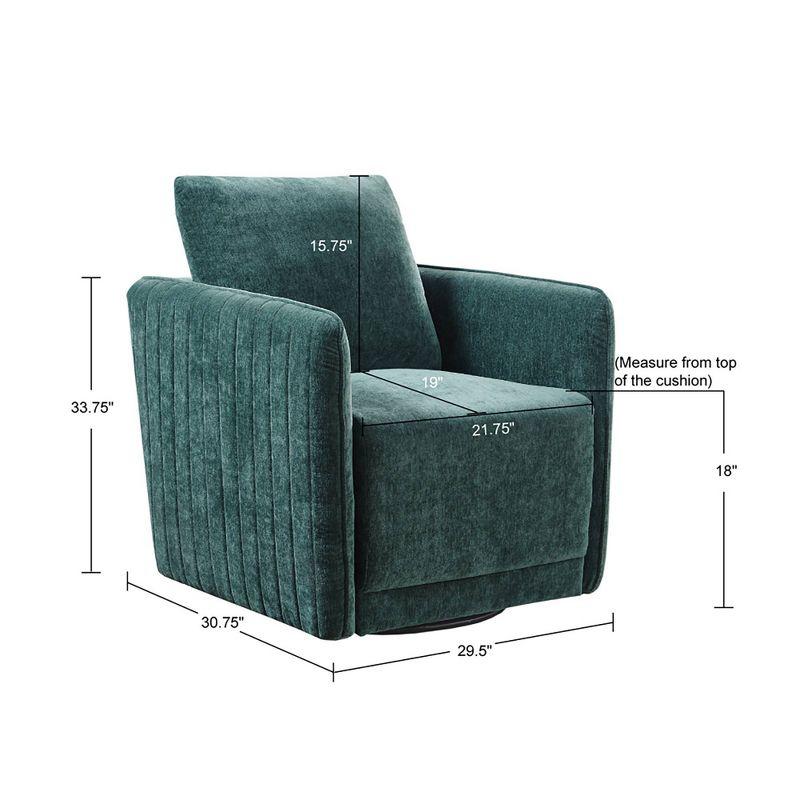 Adobe Upholstered 360 Degree Swivel Chair Green - Madison Park: Channel Quilted, Comfortable Accent Seating