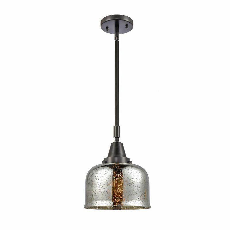 Matte Black Mini Pendant with Mercury Glass Shade