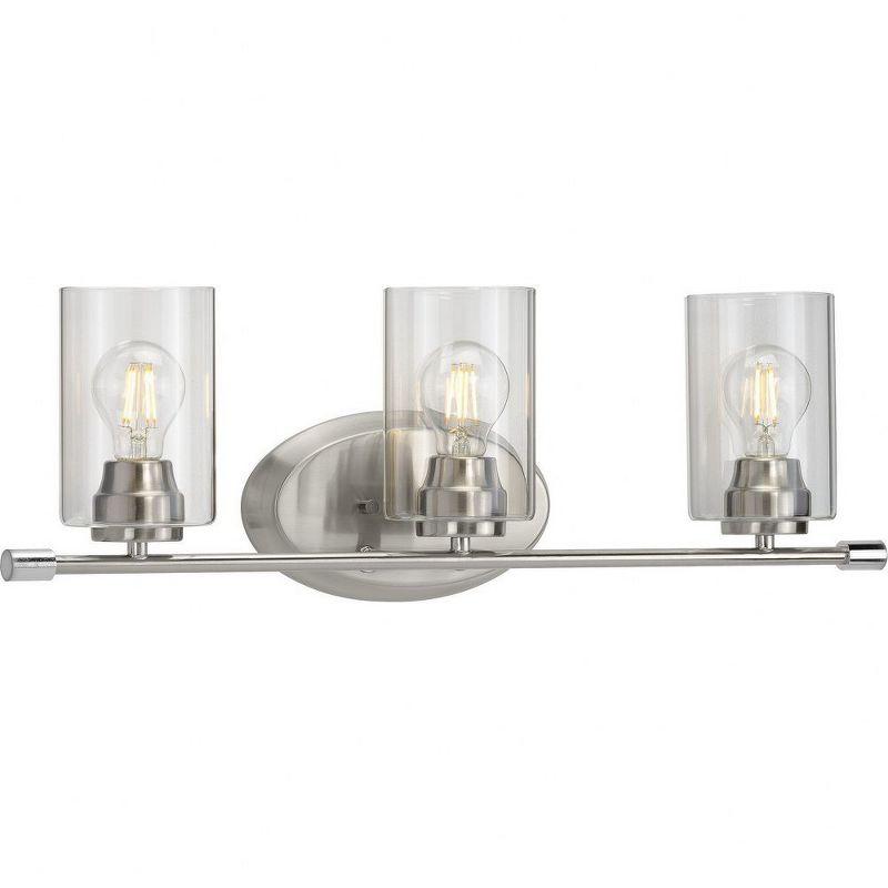 Riley Brushed Nickel 3-Light Bath Vanity with Clear Glass Shades